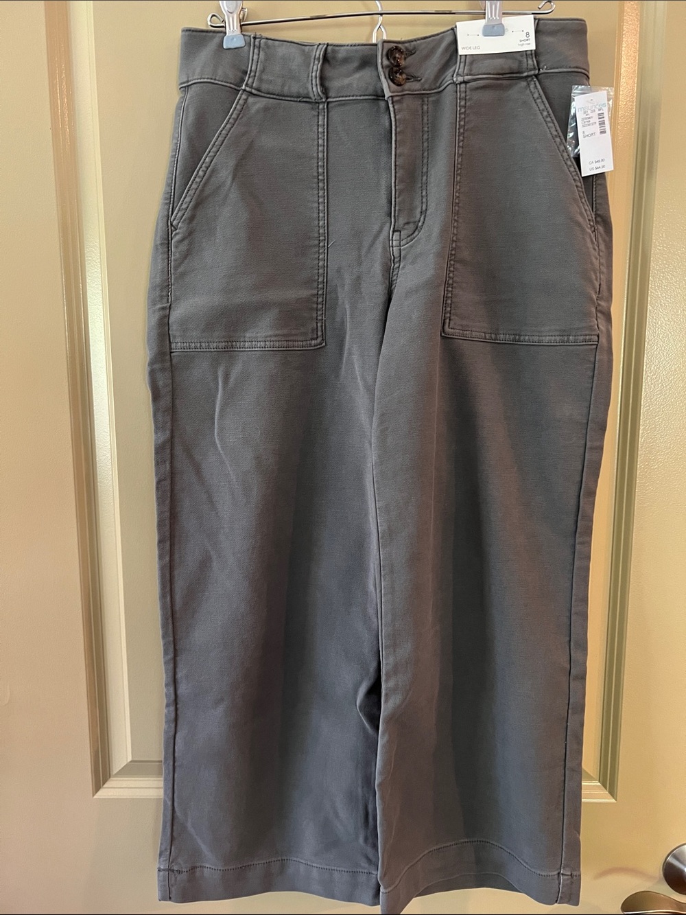 Maurices Cropped Wide-Leg Pants in Charcoal Gray